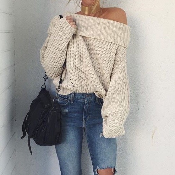Forever 21 Sweaters - Off the shoulder white sweater